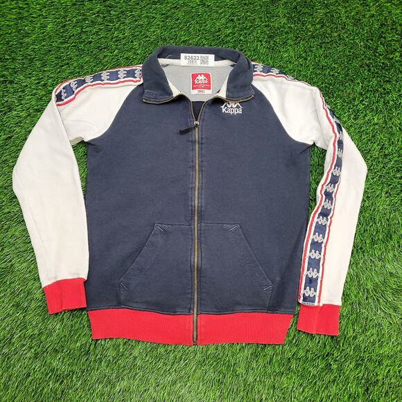Vintage Y2K Kappa Track Jacket Small 19x24 Faded Blue White - Picture 1 of 16